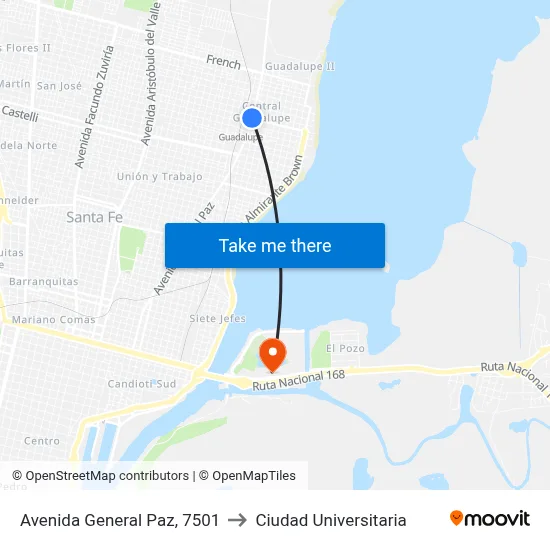 Avenida General Paz, 7501 to Ciudad Universitaria map
