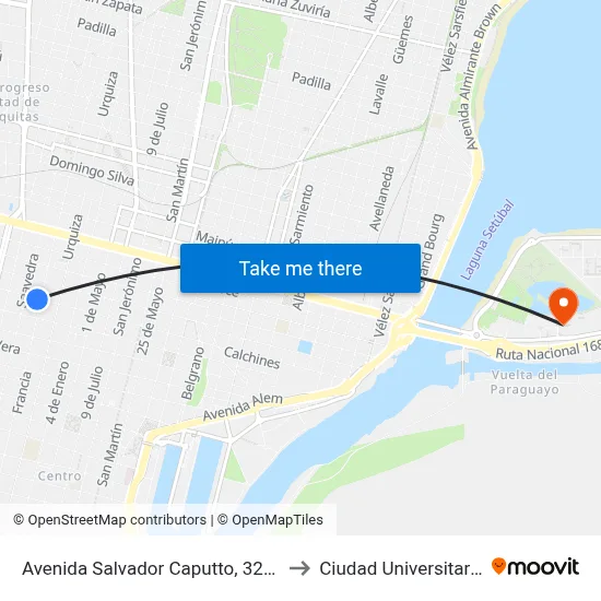 Avenida Salvador Caputto, 3229 to Ciudad Universitaria map