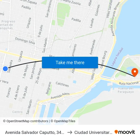 Avenida Salvador Caputto, 3417 to Ciudad Universitaria map