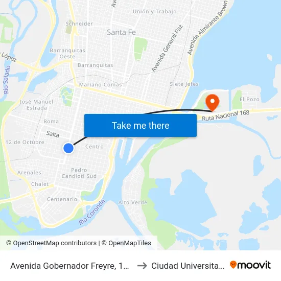 Avenida Gobernador Freyre, 1998 to Ciudad Universitaria map