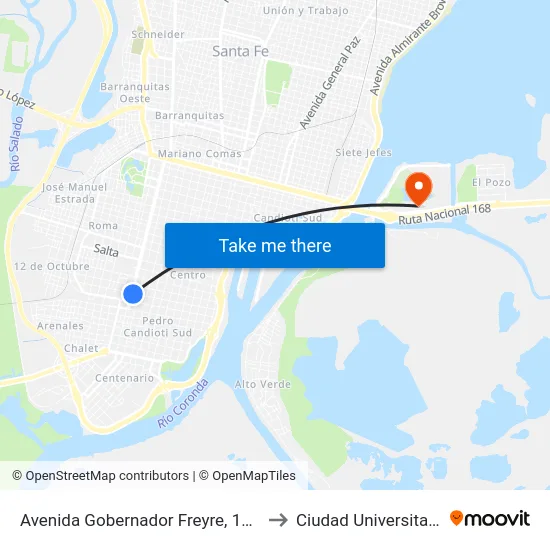 Avenida Gobernador Freyre, 1798 to Ciudad Universitaria map