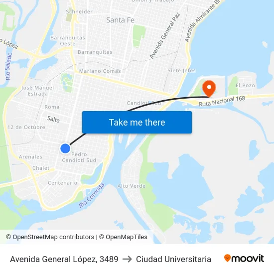Avenida General López, 3489 to Ciudad Universitaria map