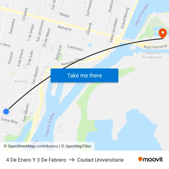 4 De Enero Y 3 De Febrero to Ciudad Universitaria map