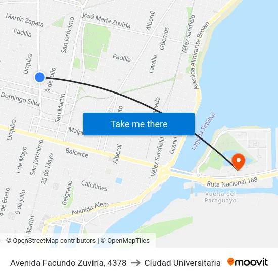 Avenida Facundo Zuviría, 4378 to Ciudad Universitaria map