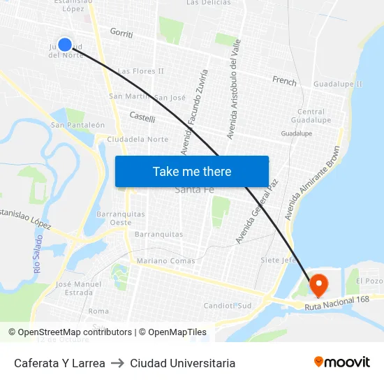 Caferata Y Larrea to Ciudad Universitaria map
