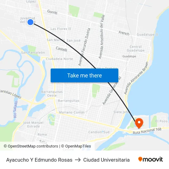 Ayacucho Y Edmundo Rosas to Ciudad Universitaria map