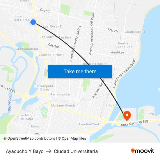 Ayacucho Y Bayo to Ciudad Universitaria map
