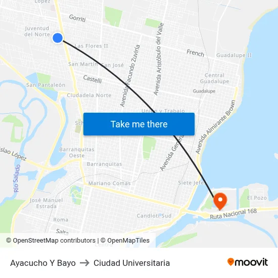 Ayacucho Y Bayo to Ciudad Universitaria map