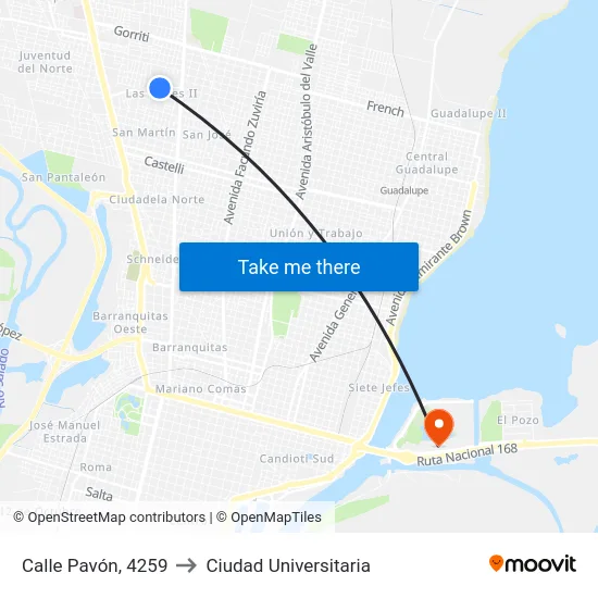 Calle Pavón, 4259 to Ciudad Universitaria map