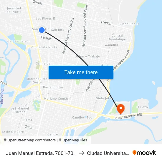 Juan Manuel Estrada, 7001-7099 to Ciudad Universitaria map