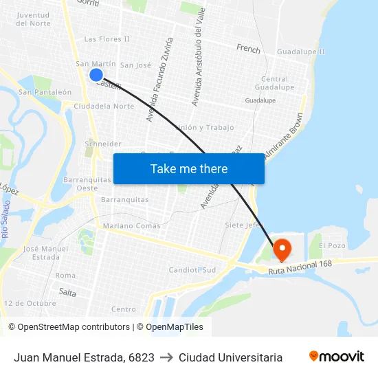 Juan Manuel Estrada, 6823 to Ciudad Universitaria map