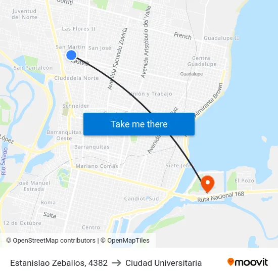 Estanislao Zeballos, 4382 to Ciudad Universitaria map