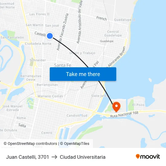 Juan Castelli, 3701 to Ciudad Universitaria map