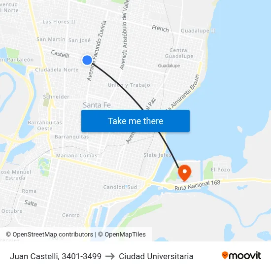 Juan Castelli, 3401-3499 to Ciudad Universitaria map