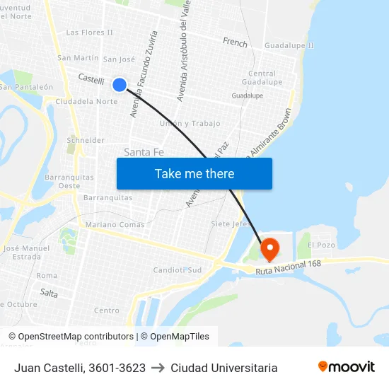 Juan Castelli, 3601-3623 to Ciudad Universitaria map