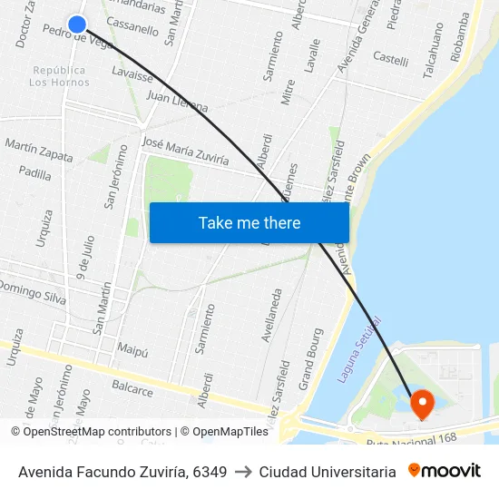 Avenida Facundo Zuviría, 6349 to Ciudad Universitaria map