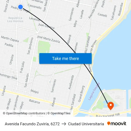 Avenida Facundo Zuviría, 6272 to Ciudad Universitaria map