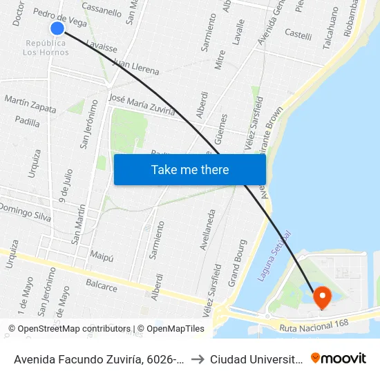 Avenida Facundo Zuviría, 6026-6100 to Ciudad Universitaria map