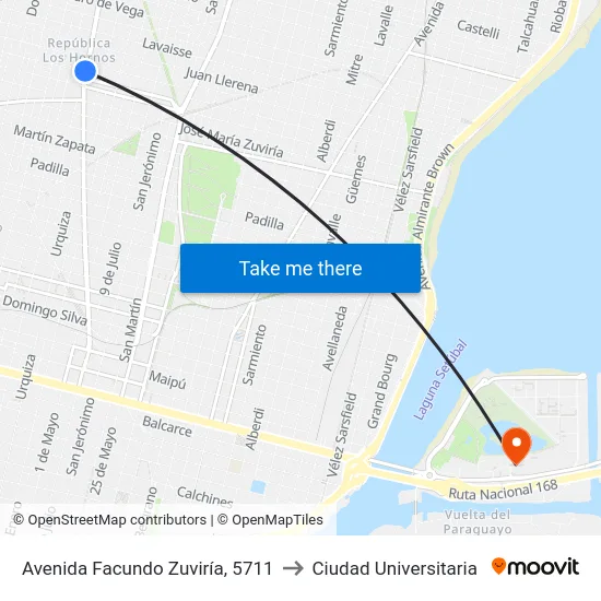 Avenida Facundo Zuviría, 5711 to Ciudad Universitaria map
