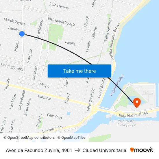 Avenida Facundo Zuviría, 4901 to Ciudad Universitaria map