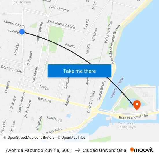 Avenida Facundo Zuviría, 5001 to Ciudad Universitaria map