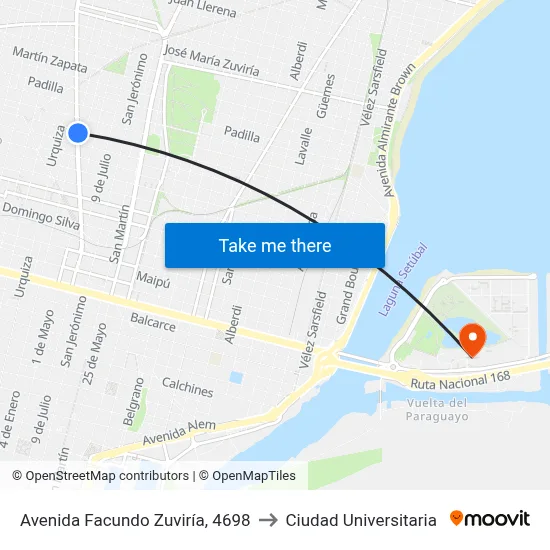 Avenida Facundo Zuviría, 4698 to Ciudad Universitaria map