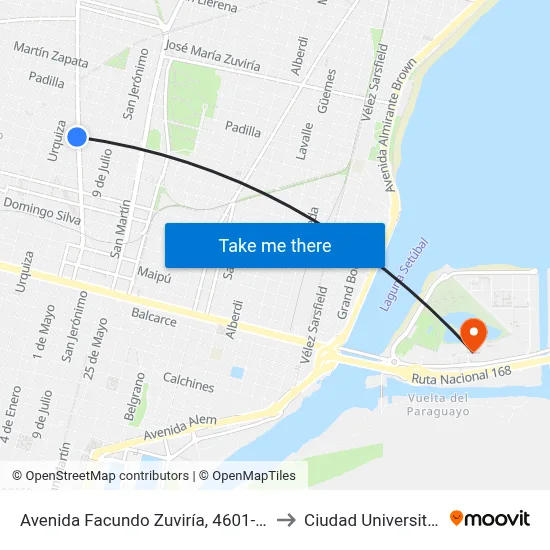 Avenida Facundo Zuviría, 4601-4665 to Ciudad Universitaria map