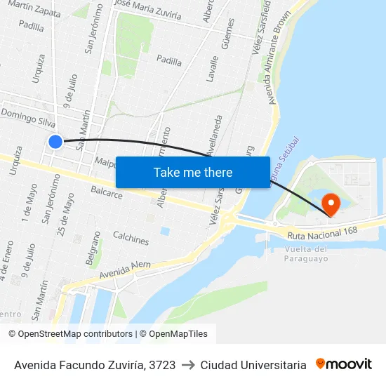 Avenida Facundo Zuviría, 3723 to Ciudad Universitaria map