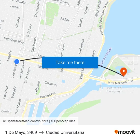 1 De Mayo, 3409 to Ciudad Universitaria map