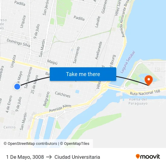 1 De Mayo, 3008 to Ciudad Universitaria map