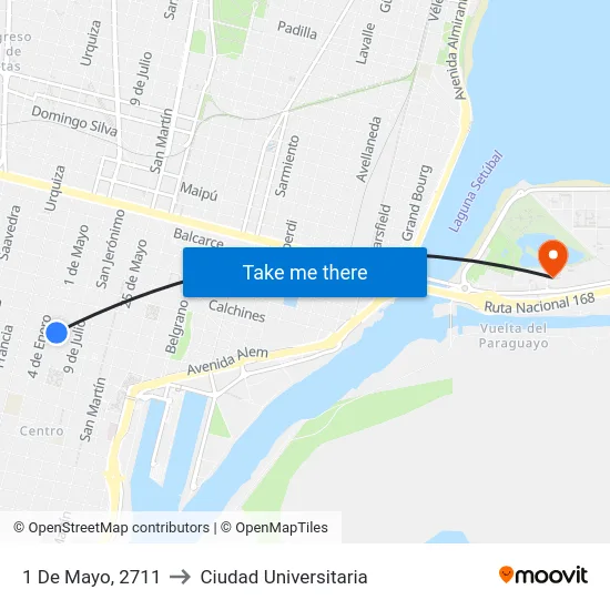 1 De Mayo, 2711 to Ciudad Universitaria map