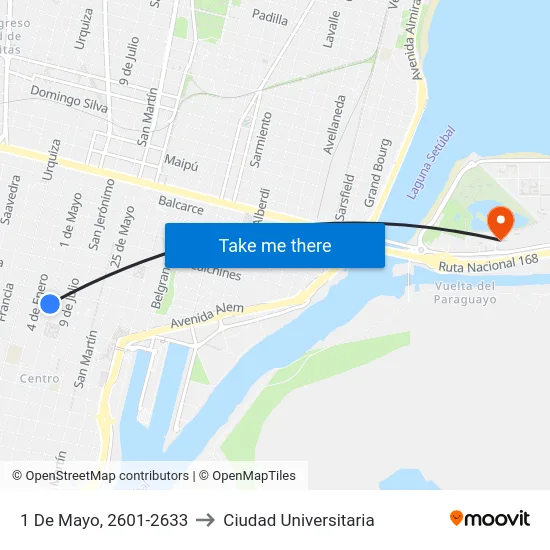 1 De Mayo, 2601-2633 to Ciudad Universitaria map