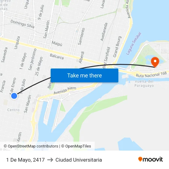 1 De Mayo, 2417 to Ciudad Universitaria map