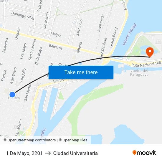 1 De Mayo, 2201 to Ciudad Universitaria map