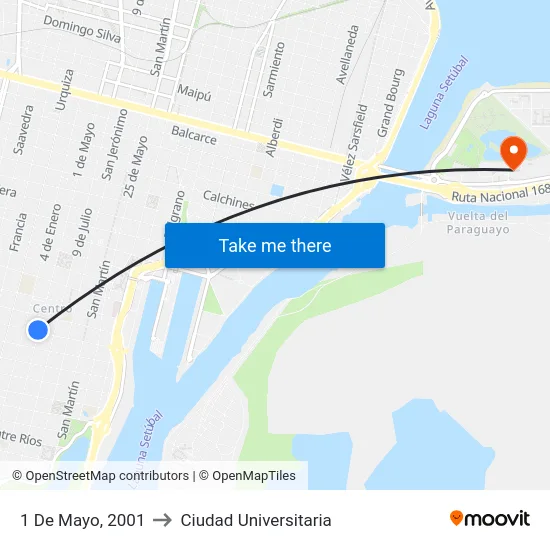 1 De Mayo, 2001 to Ciudad Universitaria map