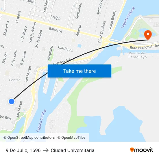 9 De Julio, 1696 to Ciudad Universitaria map