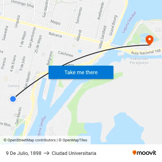 9 De Julio, 1898 to Ciudad Universitaria map