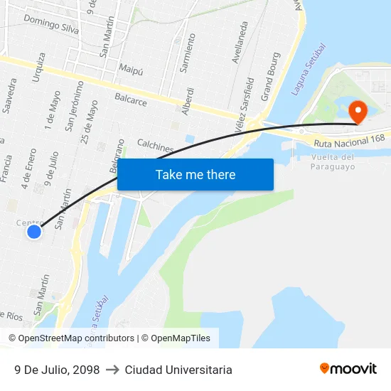 9 De Julio, 2098 to Ciudad Universitaria map