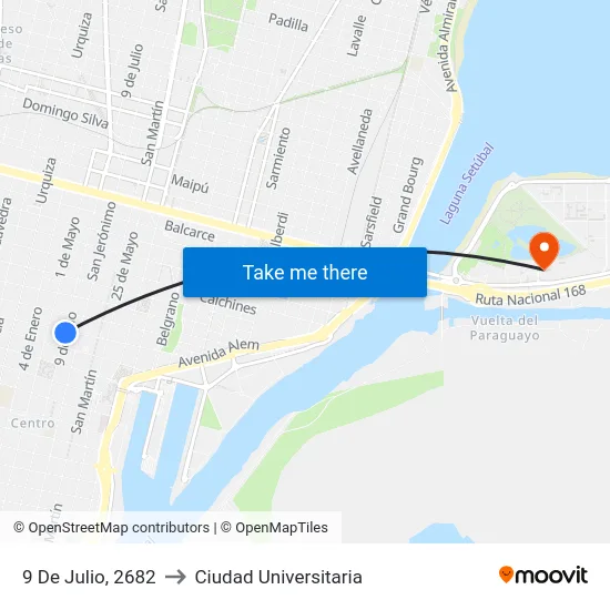 9 De Julio, 2682 to Ciudad Universitaria map
