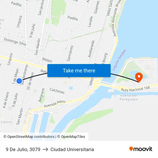 9 De Julio, 3079 to Ciudad Universitaria map