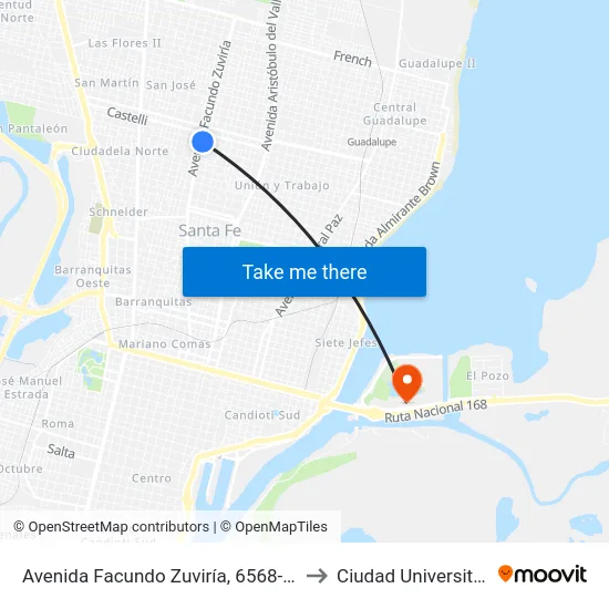 Avenida Facundo Zuviría, 6568-6600 to Ciudad Universitaria map