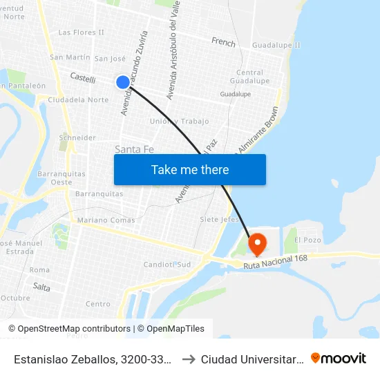Estanislao Zeballos, 3200-3398 to Ciudad Universitaria map