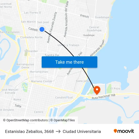 Estanislao Zeballos, 3668 to Ciudad Universitaria map