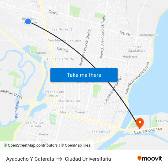 Ayacucho Y Caferata to Ciudad Universitaria map