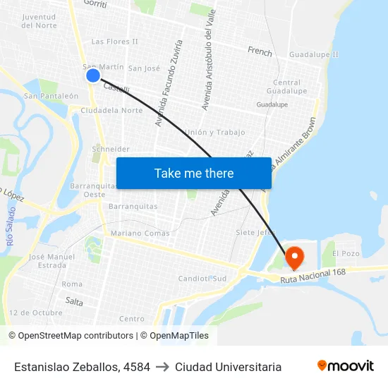 Estanislao Zeballos, 4584 to Ciudad Universitaria map