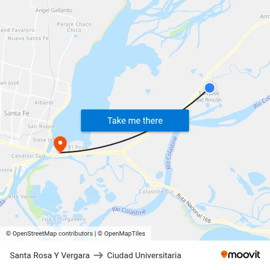 Santa Rosa Y Vergara to Ciudad Universitaria map