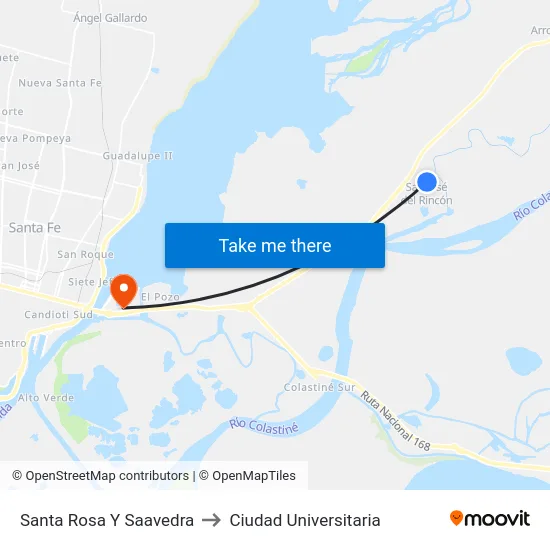 Santa Rosa Y Saavedra to Ciudad Universitaria map
