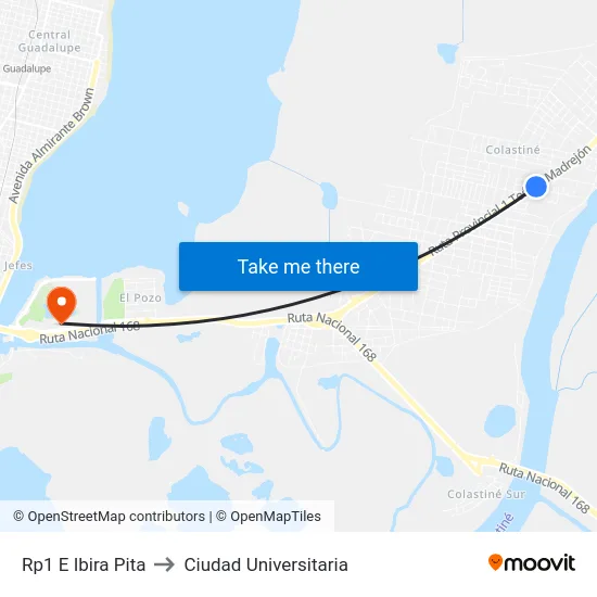 Rp1 E Ibira Pita to Ciudad Universitaria map