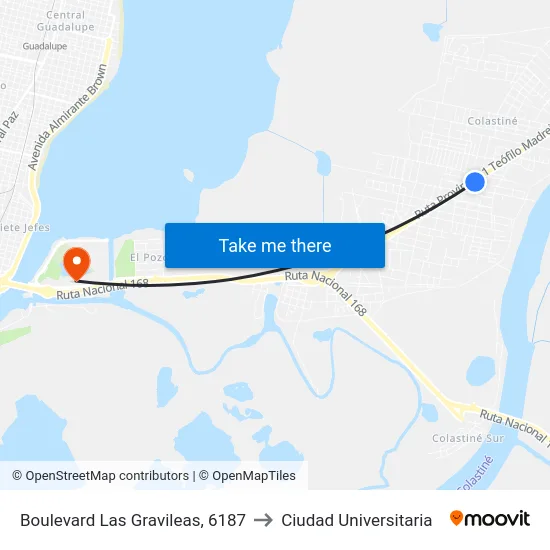 Boulevard Las Gravileas, 6187 to Ciudad Universitaria map