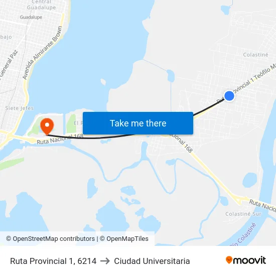Ruta Provincial 1, 6214 to Ciudad Universitaria map